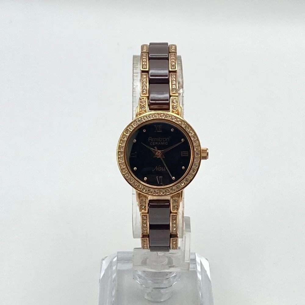 Armitron Now Women's Watch 24mm Rose Gold Tone Ceramic Crystals New Battery 7